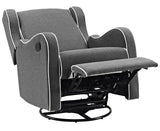 Angel Line Rebecca Upholstered Swivel Gliding Recliner, Dark Gray Linen with White Piping Angel Line