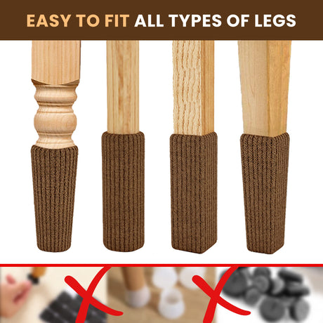 48 Pcs Brown Premium Chair Leg Socks Protectors for Hardwood Floors - Not Falling Off - Easy to Put On - Fits Round and Square Legs - High Elastic Bar Stool Leg Covers - Furniture Pads for All Shapes IAMZAY