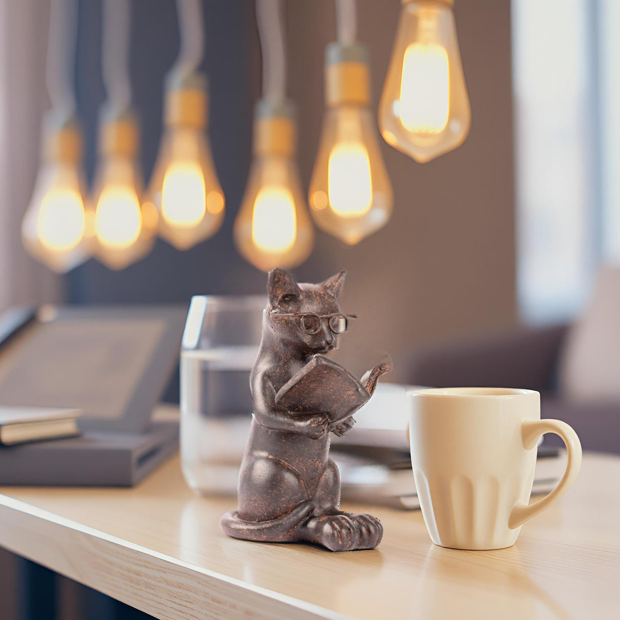 Young's Inc. Cat Figurine - Cute Cat Statue - Whimsical Cat Decor for Cat Lovers - Cat Collectibles and Meditation Decor - Cat with Eye Glasses - 4'' L X 3'' W X 5'' H Young's Inc