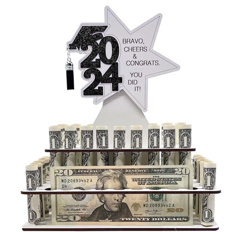 Graduation Money Holder, 2024 High School Graduation Gift Money Holder Congratulation Card Holder Money Cake for Graduation Party Graduation Gift Cake Layered Wallet Ornament-Black Generic