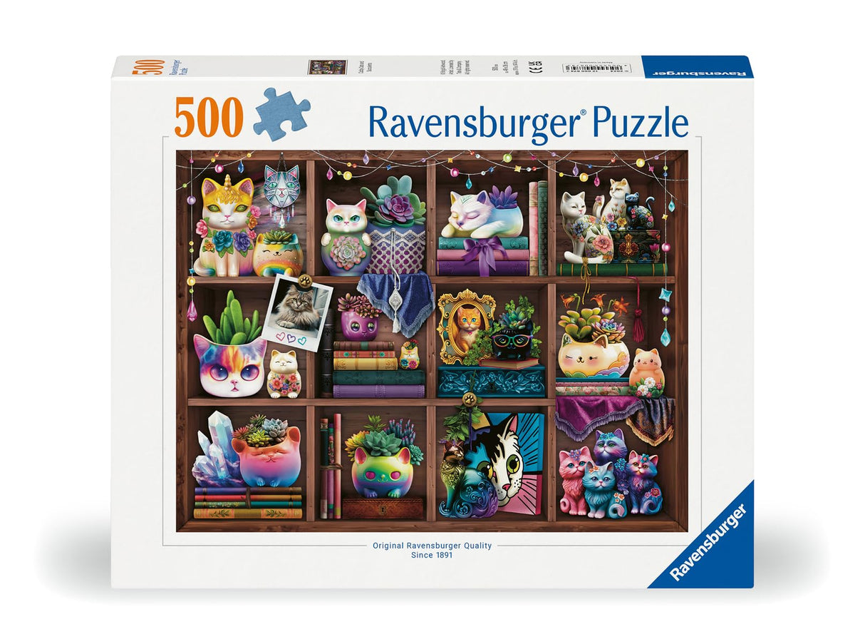 Ravensburger Cats and Succulents Jigsaw Puzzle - 500 Pieces | Adult-Targeted, Relaxing Activity, Interlocking Fit | Handcrafted in Germany | Unique Artwork by Brigid Ashwood Ravensburger