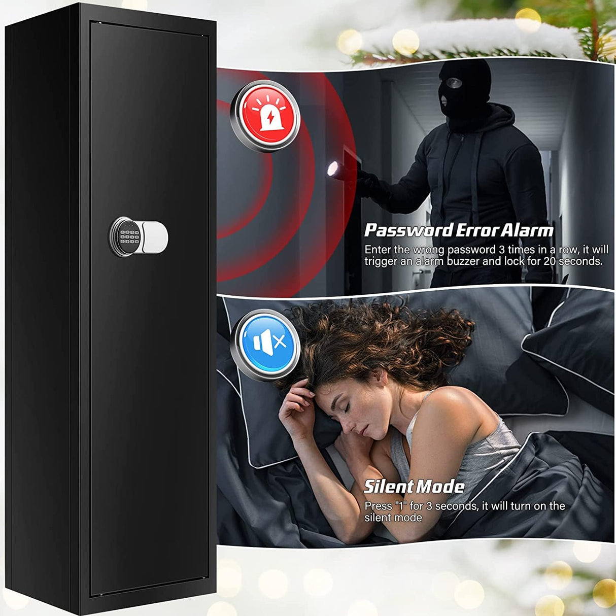 Tepafac Fireproof 7-8 Rifle Gun Safe Gun Cabinet with Removable Shelf, 51" Deeper Long Gun Safes for Home Rifle and Pistols with Silent Mode, Anti-Theft Large Gun Safes for Rifles and Shotguns Tepafac