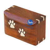 Solid Wood Handicrafts Paw Print Pet Memorial Keepsake Cremation Urns for Ashes Pet Urn Wood Keepsake Box Urns for Cat Dogs Ashes | Cat Memorials Solid Wood Handicrafts