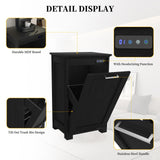Ymise Tilt Out Trash Can Cabinet, 10 Gallons Trash Cabinet with Deodorising Function, Wooden Freestanding Garbage Can Cabinet for Home and Kitchen Hidden Laundry Hamper Cabinet, Black Ymise