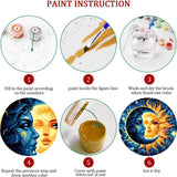 Framed Paint by Numbers Kit for Adults Beginners & Kids Ages 8-12, Sun and Moon Acrylic Easy Paint by Number with Frame, Watercolor Painting by Number Kits on Canvas Framed (8 * 8 Inch, without Easel) Axquilon