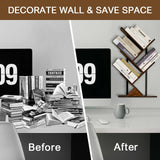 BESHIGH Wood Floating Hanging Shelves Storage for Wall, 4 Tier Wall Mount Tree Bookshelf for Displaying Books/CDs/Magazine, Unique Wall Bookcase for Home, Office, Living Room BESHIGH