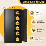 ZAOUS Metal Storage Cabinet with Lock，71'' Garage Storage Cabinet with 5 Adjustable Shelves, Tall Tool Cabinets for Garage, Home, Office, Gym, School，Black ZAOUS