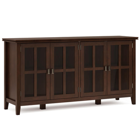 SIMPLIHOME Artisan SOLID WOOD 66 Inch Wide Contemporary Wide 4 Door Storage Cabinet in Russet Brown, For the Living Room, Entryway and Family Room SIMPLIHOME