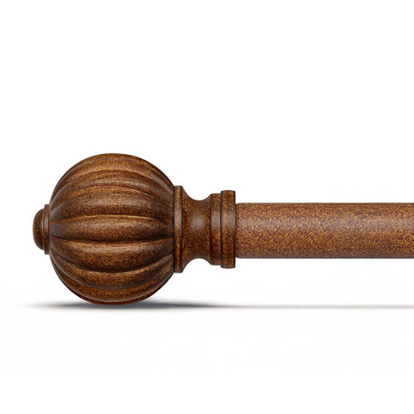 QDWIS Curtain Rods for Windows 28 to 48 Inch, 1 Inch Wood Adjustable Heavy Duty Decorative Drapery Rods with Classic Finials, Imitation Red Wood Window Curtain Pole, 18-45'' QDWIS