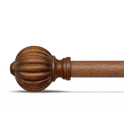 QDWIS Curtain Rods for Windows 28 to 48 Inch, 1 Inch Wood Adjustable Heavy Duty Decorative Drapery Rods with Classic Finials, Imitation Red Wood Window Curtain Pole, 18-45''