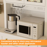 Yeyawomy 72" Tall Kitchen Pantry Cabinet with LED Light and Power Outlets, Farmhouse Large Storage Cabinet, Microwave Stand with Storage, Adjustable Cabinet Shelf, Kitchen Pantry White Modern Style Yeyawomy