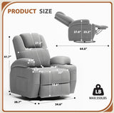 Flamaker Swivel Rocker Recliner Chair with Vibration Massage, 360° Swivel Recliner Chairs for Adults Ergonomic Lounge Chair with Cup Holders Lazy Boy Recliner Single Sofa Seat (Fabric, Gray) Flamaker