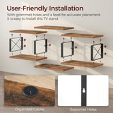 MAHANCRIS Floating TV Stand with Power Outlet, Wall-Mounted Entertainment Console Center with Storage, Floating TV Shelf for Under TV Storage, for Living Room, Bedroom, Rustic Brown TVHR103E01 MAHANCRIS