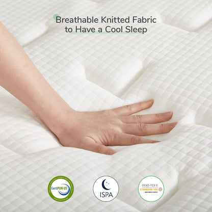 Novilla King Mattress 12 Inch Hybrid Mattress in a Box, Innerspring Mattress with Gel Memory Foam for a Cool Sleep, Pressure Relief, Medium Firm Mattress with Pillow Top, Groove