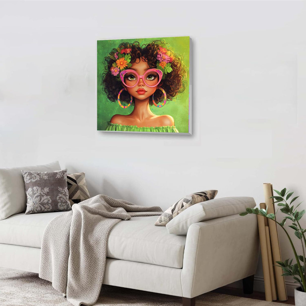 Ginfonr Framed Paint by Numbers Kit for Adults, African Women Acrylic Painting on Canvas, African Oil Painting for Beginner with Brushes, Adults Paint-by-Number for Home Wall Decor (8x8inch) Ginfonr