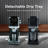 URintells Cuising Espresso Machine 20 Bar, Touch Screen Espresso Maker with Americano, Coffee Machine with Steam Milk Frother, Stainless Steel Cappuccino Latte Machine for Cold Brew Home Gifts, Black URintells Cuising