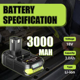 VINIDA 2Pack 3.0Ah 18V P102 Lithium-ion Replacement for Ryobi 18V Battery Compatible with Ryobi Battery 18V P102 P103 P104 P105 P107 P108 P109 P190 VINIDA