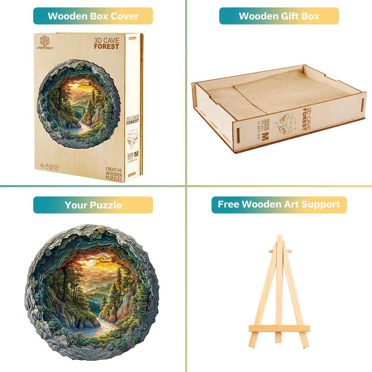 Jigfoxy Wooden Puzzle for Adults, 3D Visual Forest Wooden Jigsaw Puzzles for Adult, Unique Animal Shape Wood Cut Puzzles, Christmas Thanksgiving Gifts for Friends Family (S-8.5 * 8.4in-100pcs) Jigfoxy