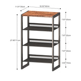 CHEMPFR Narrow 4-Tier Shoe Rack, Slim Space-Saving Shelf with Decorative Wood Top & Steel Mesh, Entryway/Closet/Dorm Organizer, 16.5x11.8x27.9 Inches CHEMPFR