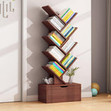 Hesitroad Tree Bookshelf,9 Tiers Bookshelf with Drawer,Retro Floor Standing Bookcase,Tall Wood Book Storage Rack for CDs/Movies/Books,Utility Book Organizer Shelves for Bedroom, Living Room, Home Off Hesitroad