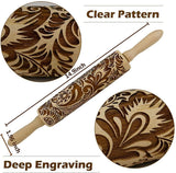 Embossed Wooden Rolling Pin, Embossing Rolling Pin for Baking Fondant, Pizza, Pie, Pastry, Pasta, Dough, Cookies, Suitable Christmas, Father and Mother's Gift RDGDFONG