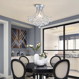Bestier Modern Silver Crystal Semi-Flush Mount Chandelier Lighting Ceiling Light Fixture Lamp for Diningroom Bathroom Bedroom Livingroom 3 E12 Bulbs Required D13.5 inch X H11.6 inch Bestier