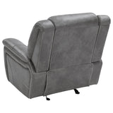 Coaster Home Furnishings - Conrad - Leatherette Upholstered Glider Recliner Chair with Overstuffed Arms, Pocket Coil Seating, and Ergonomic Lever - Living Room - 33-Inch - Gray - 650356 Coaster Fine Furniture
