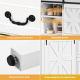 DWVO Farmhouse Buffet Cabinet with Storage, 47.2" Sideboard Cabinet with Sliding Barn Doors & 4 Drawers, Rustic Storage Cabinet for Kitchen, Living Room, Coffee Bar, White DWVO