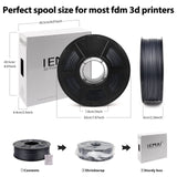 IEMAI Carbon Fiber ASA Filament 1.75mm, UV/Weather/Heat-Resistant ASA-CF, High Strength & Impact Resistance 3D Printer Filament for Functional Outdoor Parts, Black 1kg Spool IEMAI