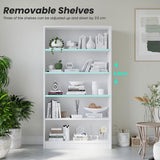 Farini 60 Inch Tall Bookcase,5 Shelf Bookshelves,Adjustable Bookshelf for Home Office,White Farini