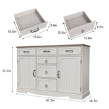 Maupvit Buffet Cabinet, Sideboard Cabinet with 2 Doors and 6 Drawers, Modern Farmhouse Buffet Table with Storage & Adjustable Shelves for Kitchen, Coffee Bar Table for Dining, Living Room (White) Maupvit