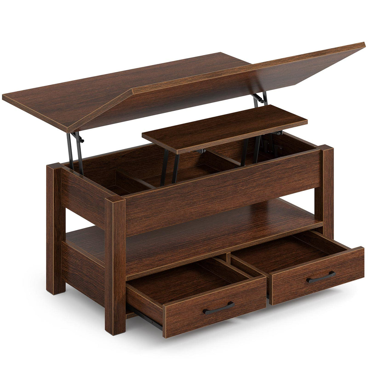 Rolanstar Coffee Table Lift Top, Multi-Function Convertible Coffee Table with Drawers and Hidden Compartment, Converts to Dining Table for Living Room, Home Office,Espresso Rolanstar