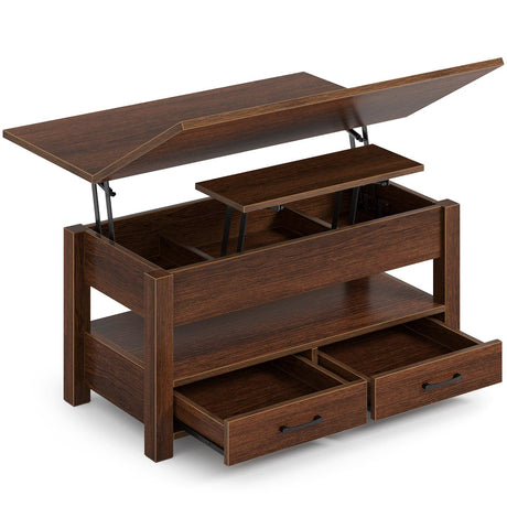 Rolanstar Coffee Table Lift Top, Multi-Function Convertible Coffee Table with Drawers and Hidden Compartment, Converts to Dining Table for Living Room, Home Office,Espresso Rolanstar