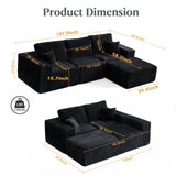 MODNEST 108" Modular Sectional Sofa Cloud Couch with Deep Seats, L Shape Foam Couch with Chaise and Movable Ottoman, Sectional Couches for Living Room, Comfy Boneless Sofa No Assembly, Black MODNEST