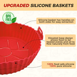 Buauty 3 Pack Air Fryer Silicone Liners 8inch Air Fryer Silicone Pot Reusable Food Grade Silicone Airfryer Liners Baking Basket Accessories Replacement of Flammable Disposable Parchment Paper Buauty