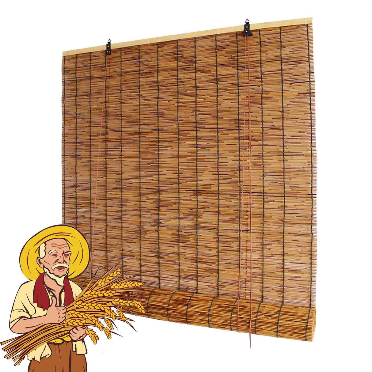 Retro Bamboo Roll-Up Blinds for Outdoor & Indoor Sun Protection Lnder