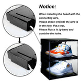 STAHMFOVER 2-Pack LED Sneakers Boxes-Voice Control,Stackable Clear Shoe Display Cases (BLACK) STAHMFOVER