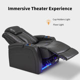 MCombo Power Recliner Chair with Adjustable Headrest for Living Room, Home Theater Seating with Swivel Tray Table, USB Port, LED Light, Armrest Storage HTS422 (Grey) MCombo