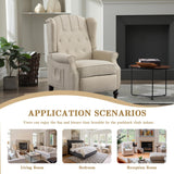 SENIFIS Pushback Recliner Chair, Linen Elizabeth Tufted Armchair Accent Chair with Massage &Heat, Mid Century Modern Wingback Single Sofa Chairs for Living Room, Small Space, Home Theater (White) SENIFIS