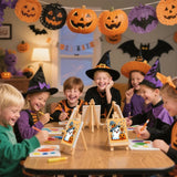 cviokrdu Halloween Paint by Numbers Kit for Kids with Frame - Wooden Easel, Ghosts Paint by Numbers for Kids Ages 4 8 12, Easy Acrylic Oil Painting Kits for Home Wall Decoration 8x8 inch cviokrdu