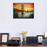 Golden Gate Bridge in San Francisco Diamond Painting America Landscape Artwork Sacramento River Wall Art 5D DIY Full Drill Crystal Pictures 16''Wx 12''H Diamond Art for Adult Home Decor(DIY Frame) TUMOVO