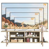 Giluta TV Stand for TV up to 75 Inch, Wood TV Cabinet with Open Storage, Entertainment Center TV Console Table, Coffee Table for Living Room (Light Oak) Giluta