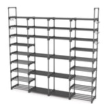 ROJASOP Large Shoe Rack Organizer for Entryway Closet 64-68 Pairs 9-Tier Heavy Duty Tall Garage Shoe Rack Shoe Shelf Shoes Storage with 18 Pcs Removable Side Hooks for Bedroom and Garage Grey ROJASOP