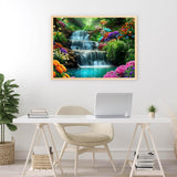 TOPMCYSG Waterfall Landscape Diamond Art Kits for Adults,Forest Scenery 5D Diamond Painting Kits for Beginners,DIY Round Full Drill Diamond Dots Paintings Picture Gem Art for Home Wall Decor 16 x 12in TOPMCYSG