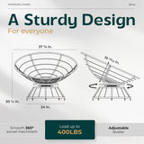 Bme 40" Ergonomic Wicker Papasan Chair with Soft Thick Density Fabric Cushion, High Capacity Steel Frame, 360 Degree Swivel for Living, Bedroom, Reading Room, Lounge Bme