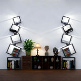 sugitek 5-Tier Skinny Bookshelf with Unique Geometric Design - Modern Metal Bookcase with LED Lights, Space-Saving Narrow Organizer for Living Room, Bedroom, Office, Corner- Black sugitek