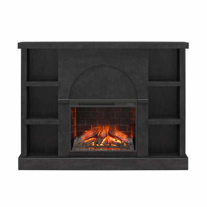 Mr.Kate Winston Fireplace Mantel with Built-in Bookshelves, Black Plaster