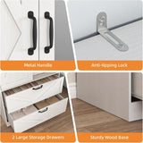 UZUGUL Armoire Wardrobe Closet with Mirror and 2 Drawers, 72''H Bedroom Armoire Wardrobe Cabinet with Hanging Rod and Light,Wooden Bedroom Closet with 3 Door UZUGUL