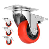 Mofeetools 3 inch Heavy Duty Casters Load 1200lbs, Lockable Bearing Plate Caster Wheels with Brakes, 360-degree Swivel Casters for Furniture and Workbench Cart, Set of 4(Free Bolts and Nuts) Mofeetools