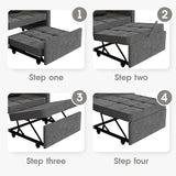 Vabches Sofa Bed Chair with Wing Table and USB Ports Outlet, 3-in-1 Sofa Chair Bed Couches with Two Pillows, Velvet Sleeper Chair with Adjustable Backrest, Easy Assembly, Dark Grey Vabches